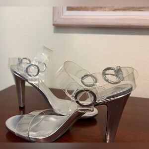 Karl Lagerfeld Silver and Clear Heels